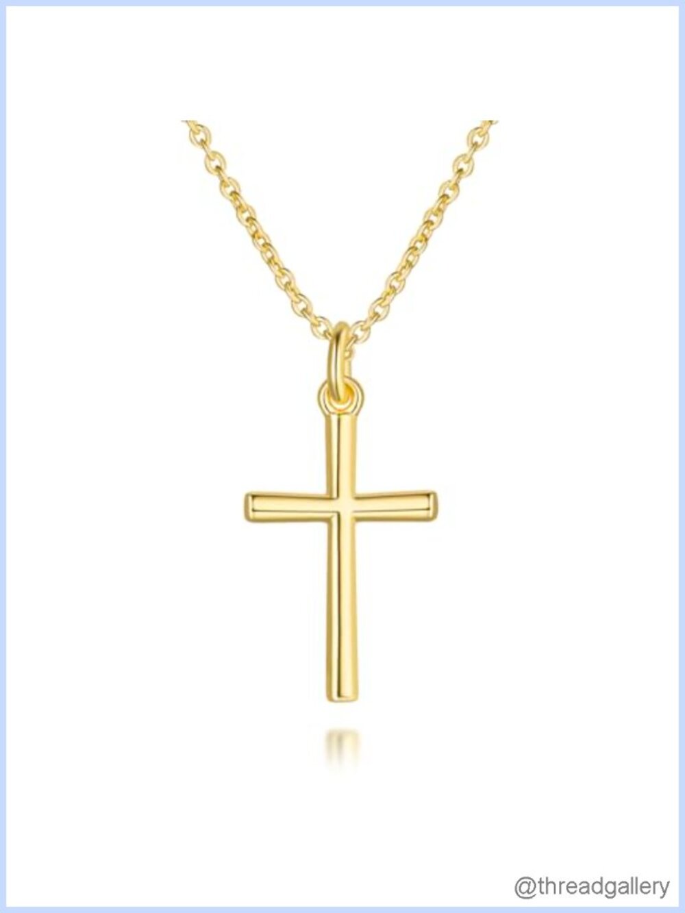 14k Gold Plated Cross Necklace Minimalist 50cm Lobster Clasp